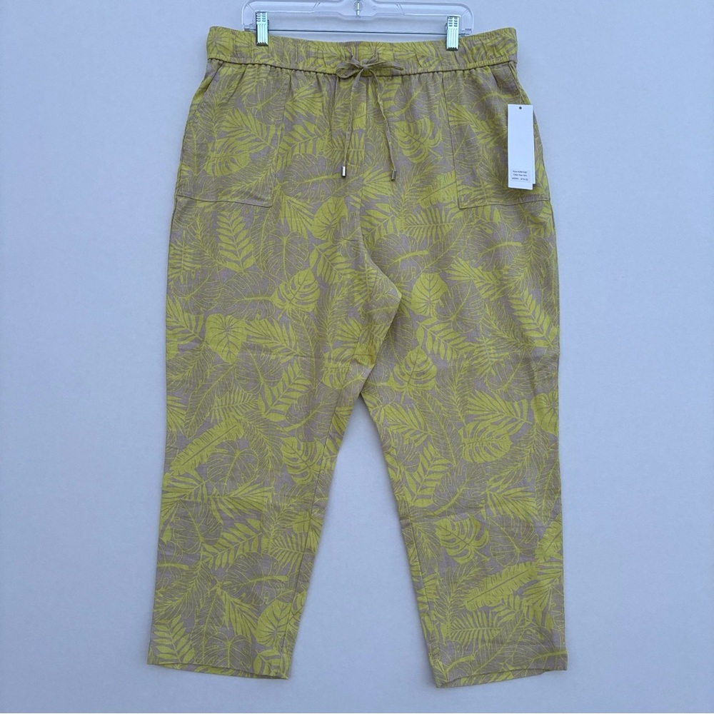 Calvin Klein Tropical Printed Linen Blend Straight Leg Pants Women’s Size L